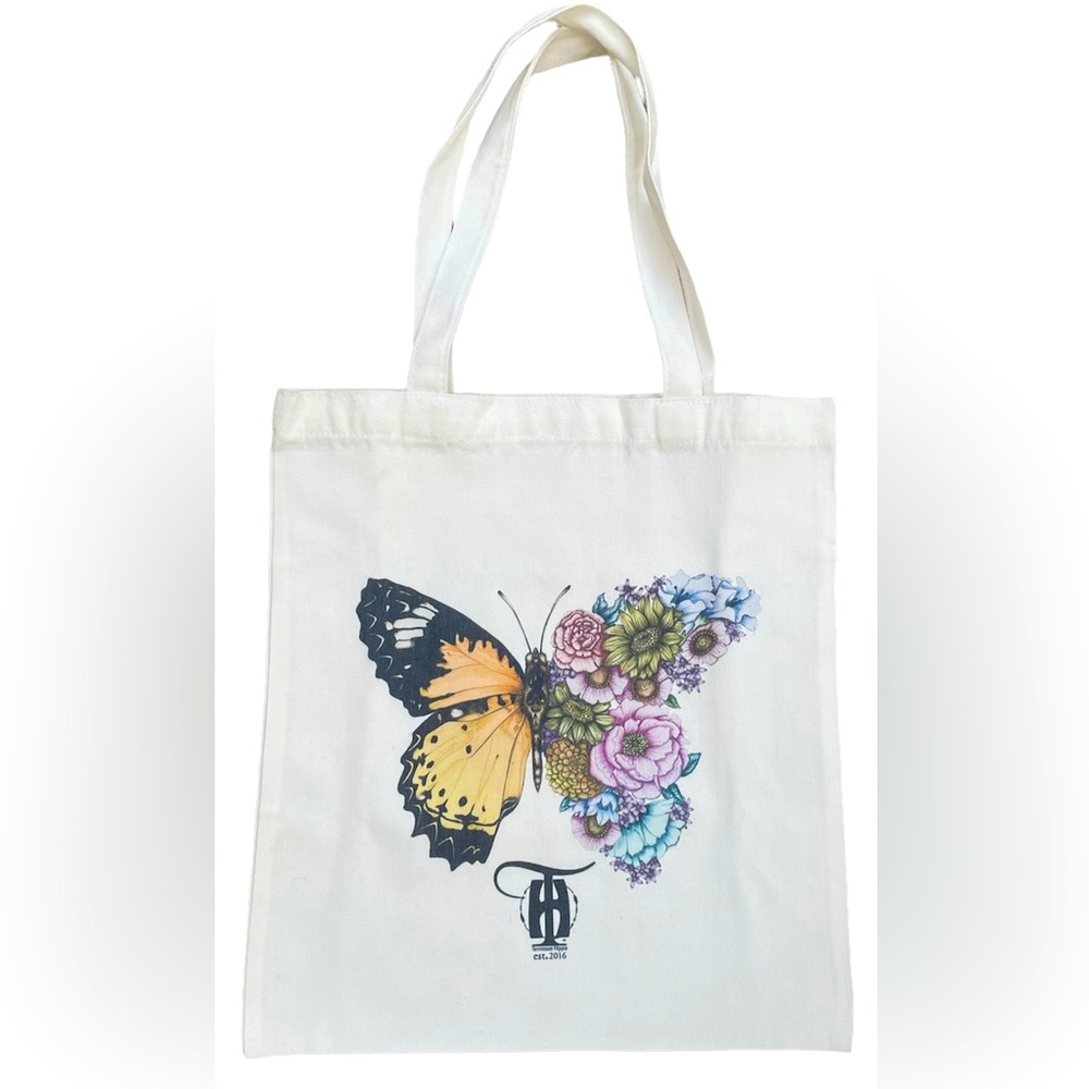 Butterfly Flower Canvas Tote Bag